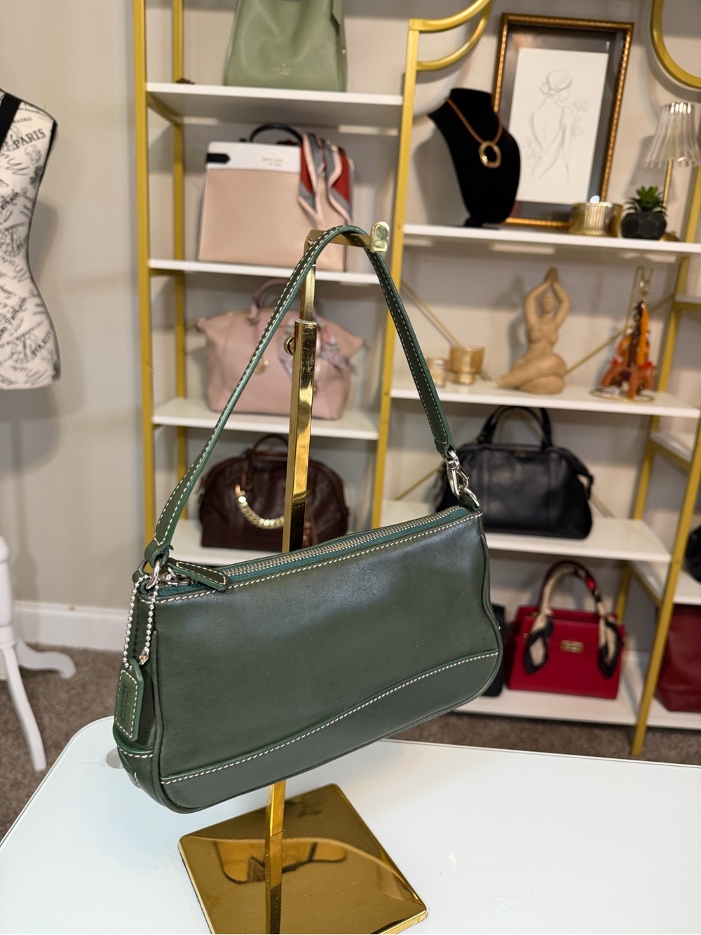 Coach Hamptons Leather Demi in Racing Green